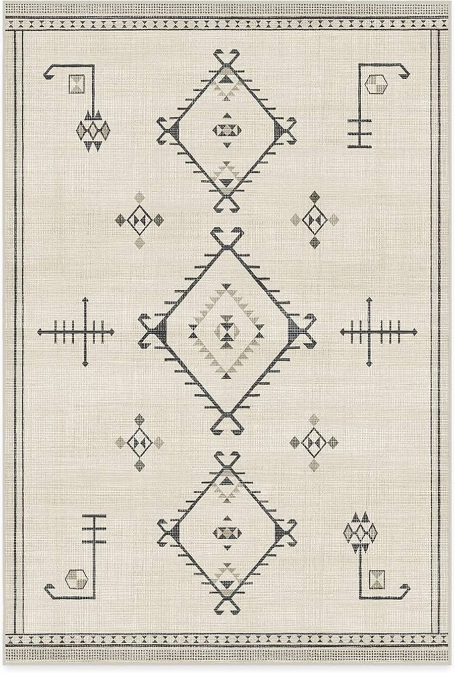 Ruggable Damali Black & Cream Flatwoven Rug, Size 5X7